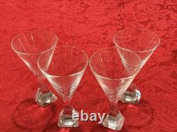 Classic Exquisite Josair Linda Pattern Crystal Wine Glasses Set Of 8 Vintage