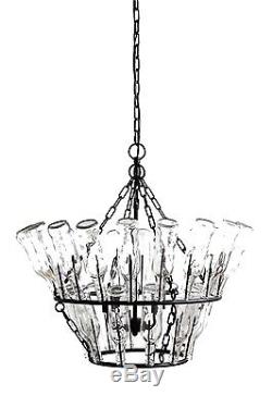 Clear Glass Bottle Wine Rack Chandelier French Vintage Style