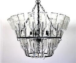 Clear Glass Bottle Wine Rack Chandelier French Vintage Style