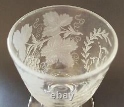 Clear etched glass vintage pre Victorian antique rummer glass