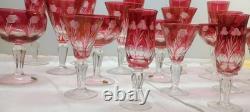 Cranberry Cut To Clear Wine Glass Vintage Cut Glass Stemware (Set Of 25)