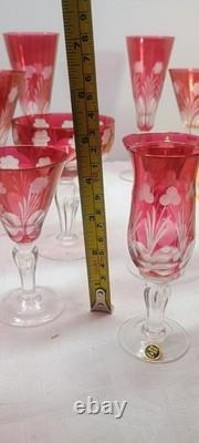 Cranberry Cut To Clear Wine Glass Vintage Cut Glass Stemware (Set Of 25)
