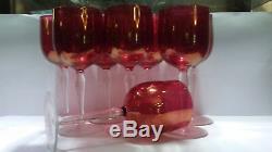 Cranberry goblets wine water tea 8 pc depression glass antique vintage red