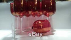 Cranberry goblets wine water tea 8 pc depression glass antique vintage red