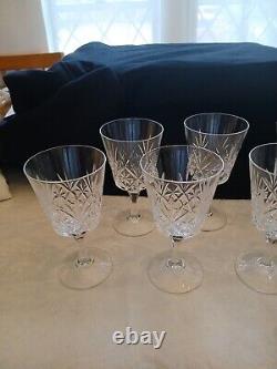 Cristal D'Arques Chantilly Taille Beaugency 8 Stemmed Water Wine Glasses Vintage