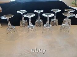 Cristal D'Arques Chantilly Taille Beaugency 8 Stemmed Water Wine Glasses Vintage