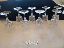 Cristal D'Arques Chantilly Taille Beaugency 8 Stemmed Water Wine Glasses Vintage