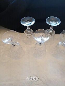 Cristal D'Arques Chantilly Taille Beaugency 8 Stemmed Water Wine Glasses Vintage