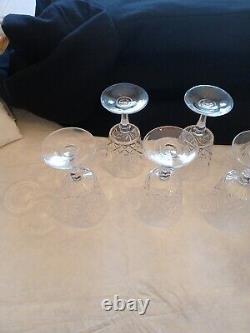 Cristal D'Arques Chantilly Taille Beaugency 8 Stemmed Water Wine Glasses Vintage
