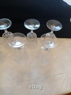 Cristal D'Arques Chantilly Taille Beaugency 8 Stemmed Water Wine Glasses Vintage