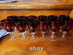 Cristal D' Arques Gothic Ruby Red Cut to Clear Set of 12 Wine Glasses + 5