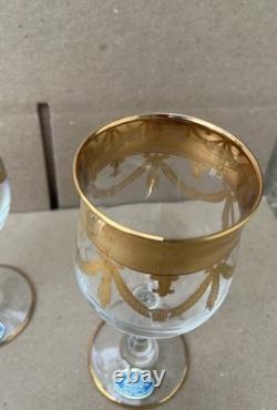 Cristallerie Italiane Handmade Wine Glasses 24k Gold Set of 3 Made In Italy VTG