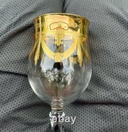 Cristallerie Italiane Handmade Wine Glasses 24k Gold Set of 3 Made In Italy VTG