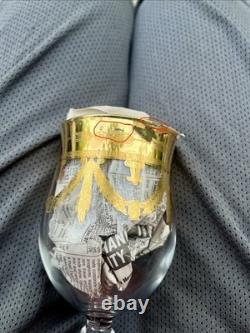 Cristallerie Italiane Handmade Wine Glasses 24k Gold Set of 3 Made In Italy VTG