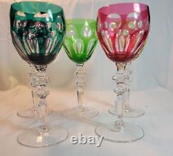 Cristallerie Lorraine France Colored Crystal Wine Glasses Set of 5 HTF Vintage