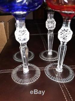 Crystal Colored Cut To Clear Hock Wine Glasses Set Of 5