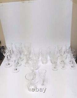 Crystal Glasses Wine Dinner Set Of 3 With 8 Settings Vintage Antique