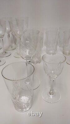 Crystal Glasses Wine Dinner Set Of 3 With 8 Settings Vintage Antique