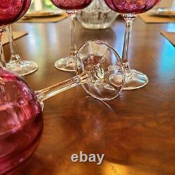 Crystal Wine Glasses, Vintage Pilgrim Glass, Optic Bowls & Clear Stems Set 5