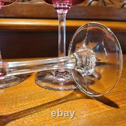 Crystal Wine Glasses, Vintage Pilgrim Glass, Optic Bowls & Clear Stems Set 5