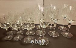 Crystal Wine & Water Goblets Glasses Etched Vintage 1960s lot of 16