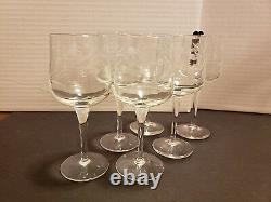 Crystal Wine & Water Goblets Glasses Etched Vintage 1960s lot of 16