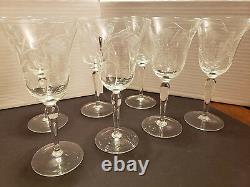 Crystal Wine & Water Goblets Glasses Etched Vintage 1960s lot of 16