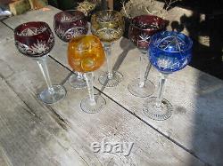 Crystal wine Glasses Mixed lot of 6 cut to clear Made In Poland & some unknow