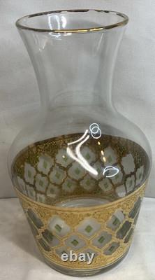 Culver Tyrol Valencia Vintage Carafe And Four Glass Stemmed Wine Glasses 22k