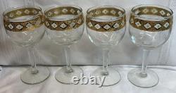 Culver Tyrol Valencia Vintage Carafe And Four Glass Stemmed Wine Glasses 22k