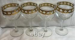 Culver Tyrol Valencia Vintage Carafe And Four Glass Stemmed Wine Glasses 22k