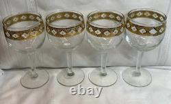 Culver Tyrol Valencia Vintage Carafe And Four Glass Stemmed Wine Glasses 22k