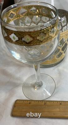Culver Tyrol Valencia Vintage Carafe And Four Glass Stemmed Wine Glasses 22k