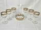 Culver Valencia Carafe + 6 wine glasses SET 22k Gold Green Diamond Vintage