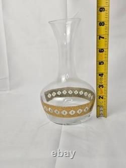Culver Valencia Carafe + 6 wine glasses SET 22k Gold Green Diamond Vintage Culver Valencia Carafe + 6 wine glasses SET 22k Gold Green Diamond Vintage