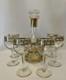 Culver Valencia Decanter and 6 Wine Goblets Glasses 1960s MCM 22K Gold