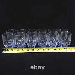 DAUM NANCY Set of 12 Stemless Wine Cocktail Liquor Glasses Optic Blue Foot VTG