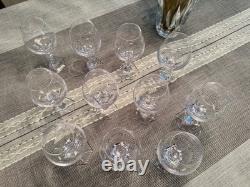 DAUM Vintage French Crystal Wine Glasses, Lot of 11, Signed Limited Edition
