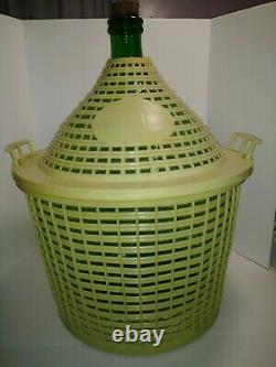 Demijohn Green Glass Jar Vintage Car Boy 25 Tall 16 Wide With Basket