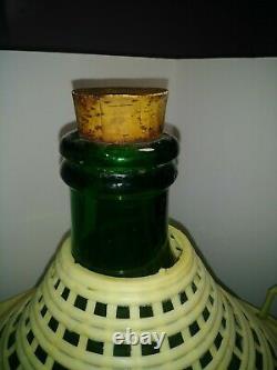 Demijohn Green Glass Jar Vintage Car Boy 25 Tall 16 Wide With Basket