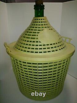 Demijohn Green Glass Jar Vintage Car Boy 25 Tall 16 Wide With Basket