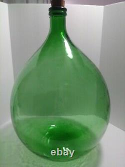 Demijohn Green Glass Jar Vintage Car Boy 25 Tall 16 Wide With Basket