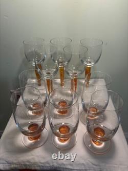 Denby Fire Footed SET OF 11 Tumblers & Wine Glasses Handblown, Jet Footed, VTG