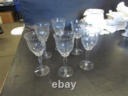 Depression Etched Floral Crystal Vintage Wine Glass Set Of 6