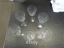 Depression Etched Floral Crystal Vintage Wine Glass Set Of 6