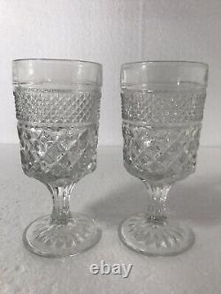 Diamond Glass Crystal Starburst Sunburst Goblet Vintage Mid Century Modern Clear
