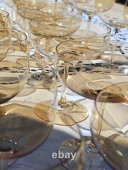 Dorothy Thorpe Topaz Lustre Stemware Set 29pc water sherbert wine vintage glass