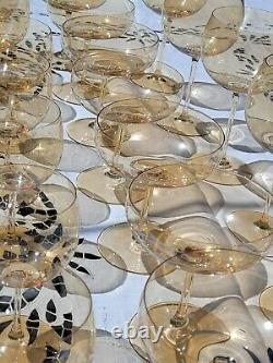 Dorothy Thorpe Topaz Lustre Stemware Set 29pc water sherbert wine vintage glass