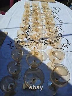 Dorothy Thorpe Topaz Lustre Stemware Set 29pc water sherbert wine vintage glass