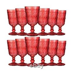 Eaasty 12 Pcs Glass Goblet 9 oz Vintage Wine Glasses, Red 1